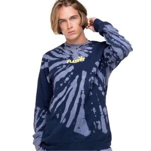 Playboy NWT Oversized Blue Tie Dye Au Naturel Sweatshirt - Unisex - XL
